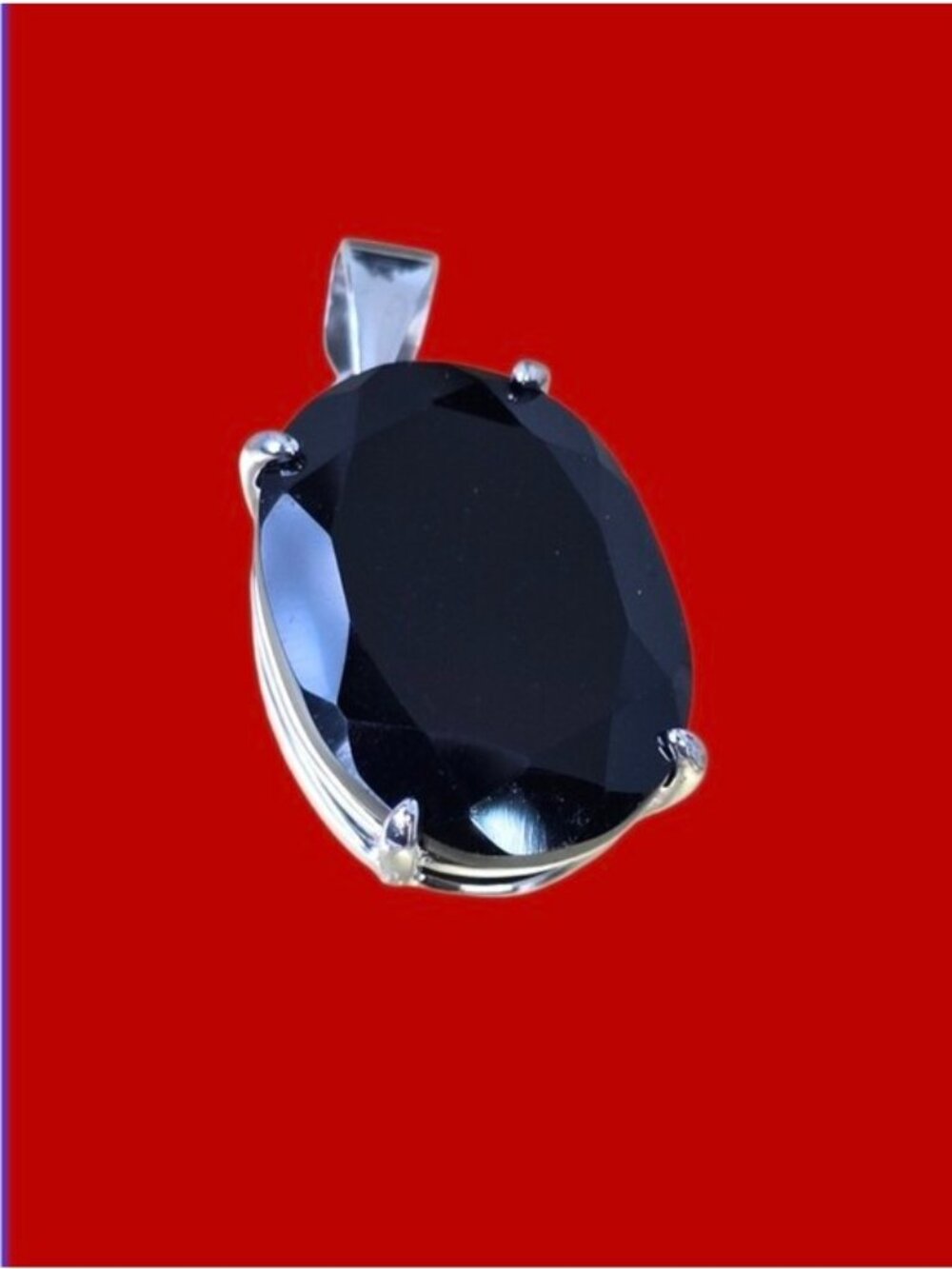 925 Sterling Silver Pendant 12x16mm with Natural Black Spinel.